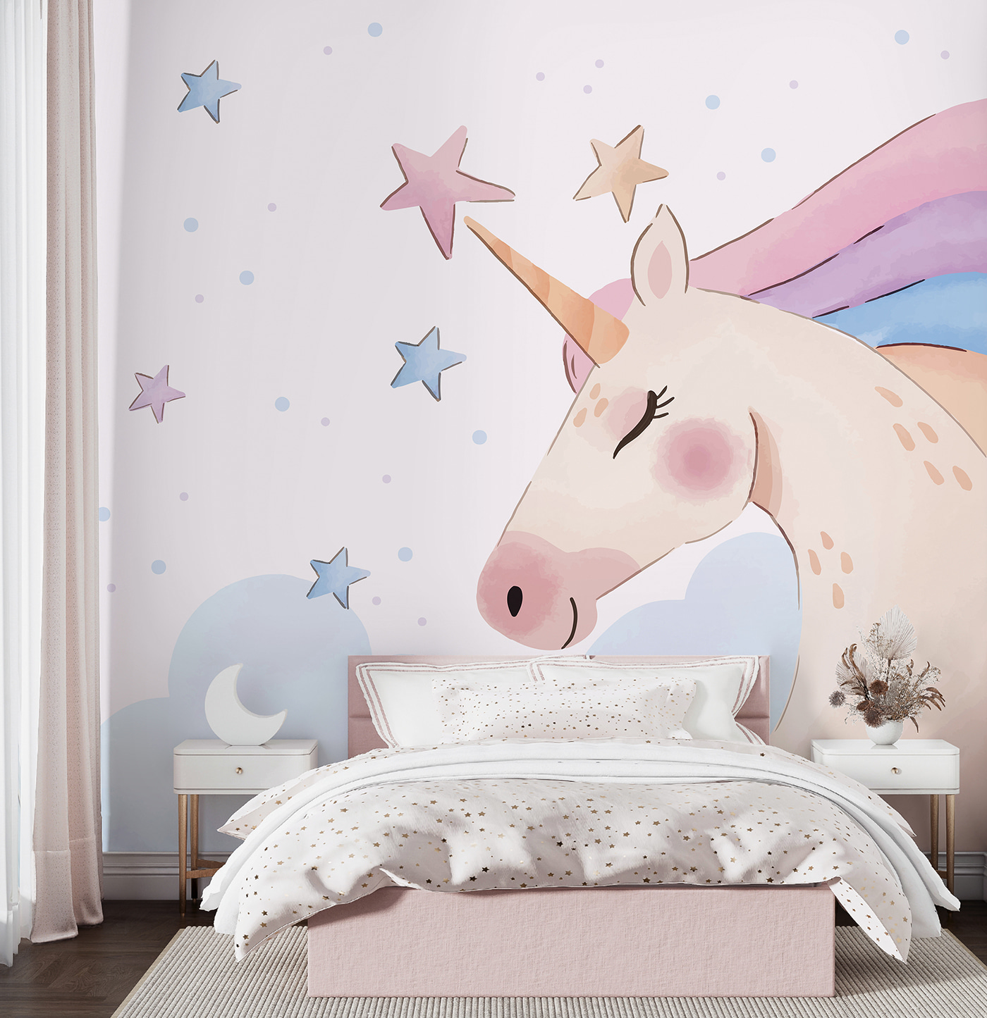 A unicorn with stars and clouds A unicorn with stars and clouds