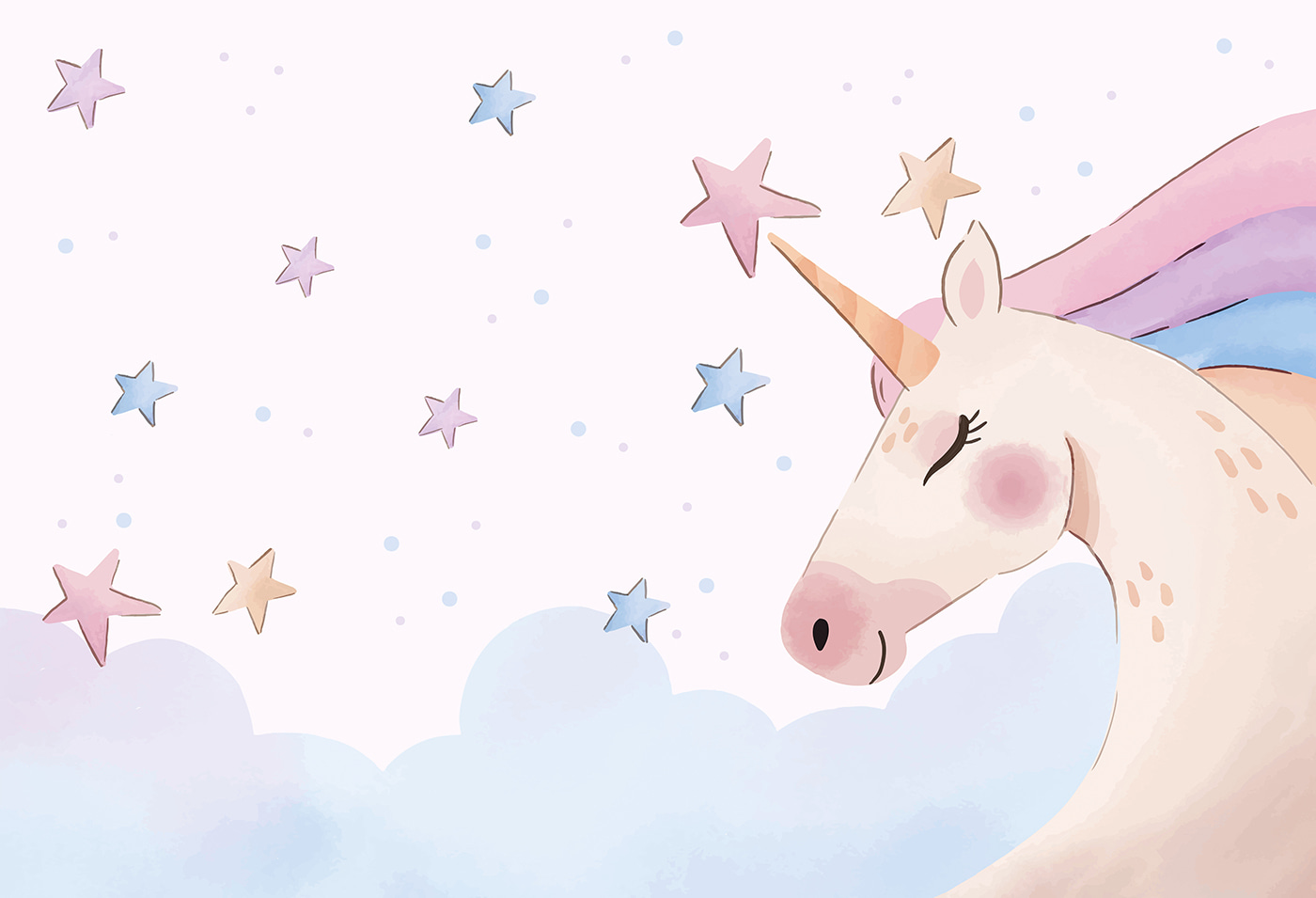A unicorn with stars and clouds A unicorn with stars and clouds