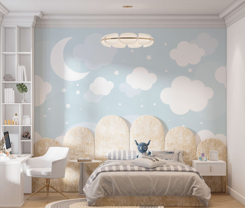 A moon and clouds in the sky