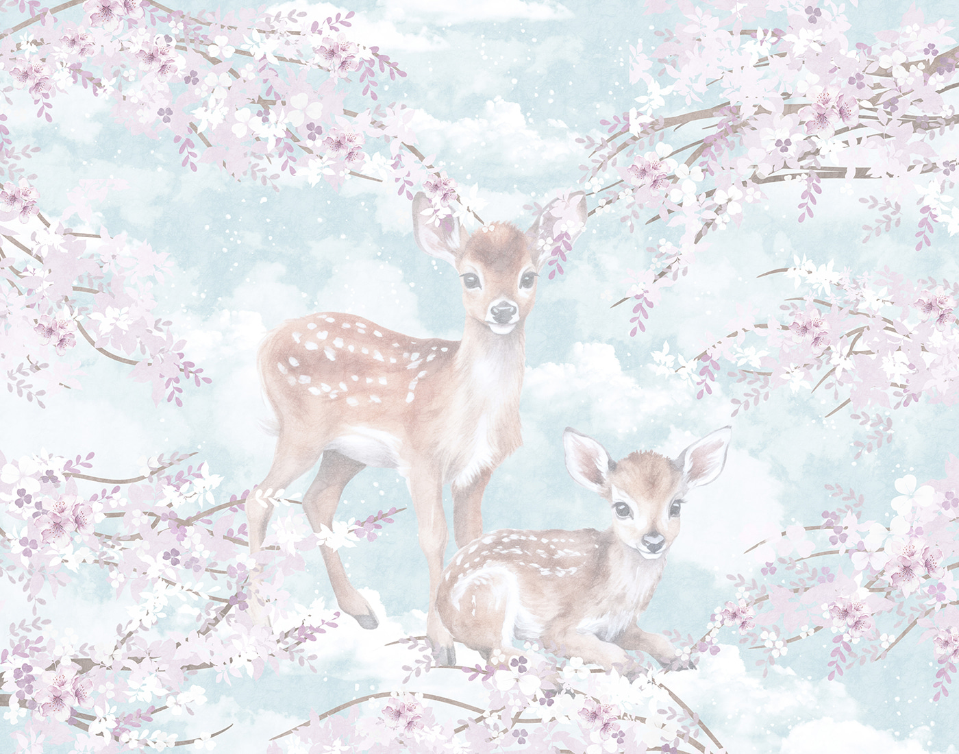 A couple of fawns in a tree