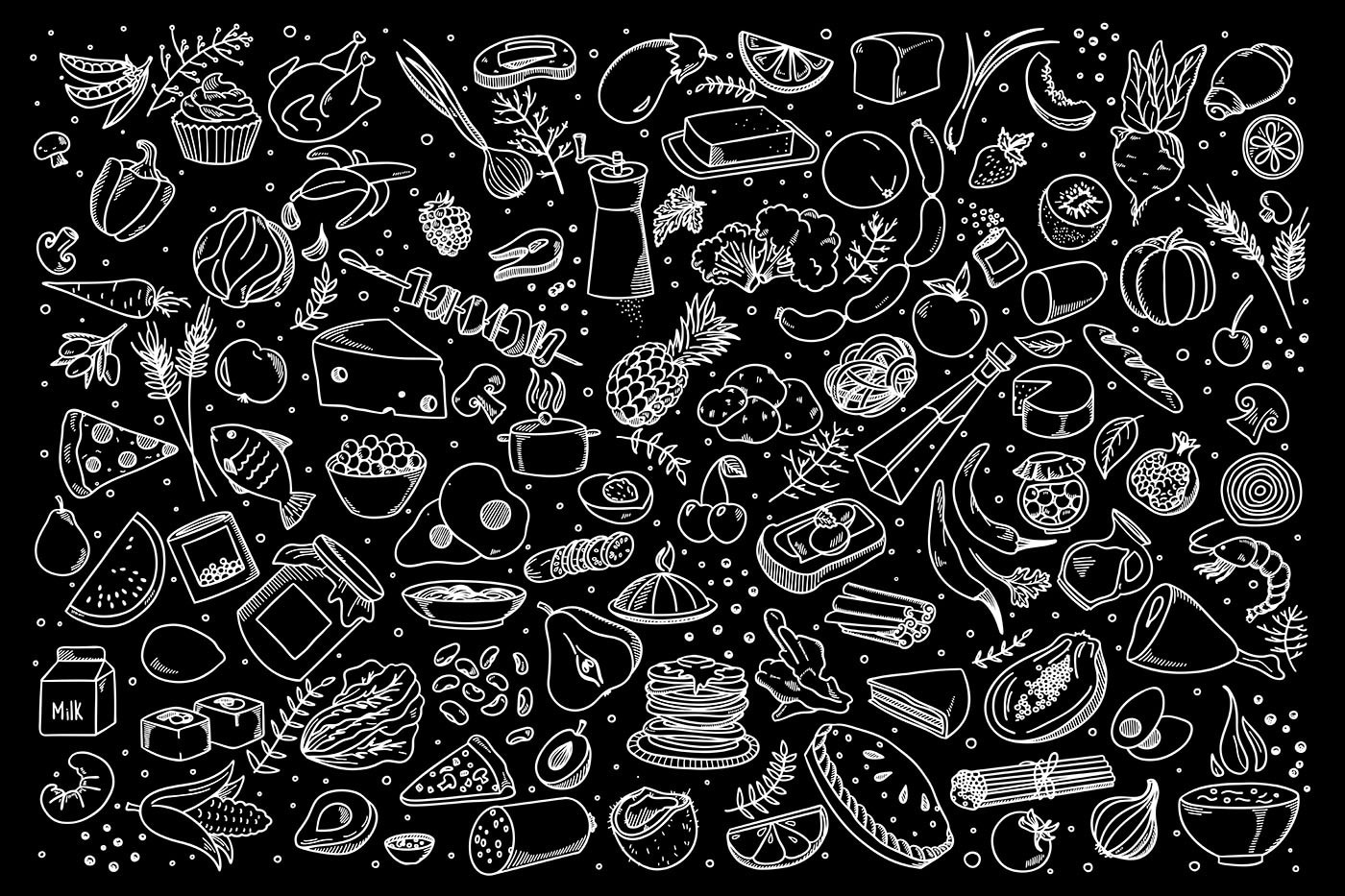 A black and white drawing of food A black and white drawing of food