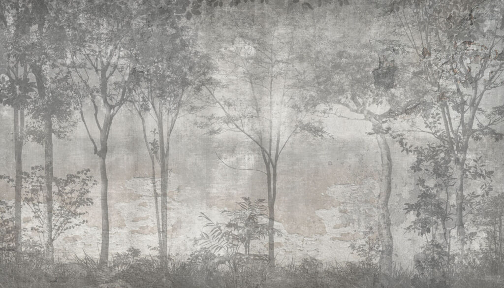 A grey and white photo of trees A grey and white photo of trees
