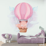 Fototapeta Kreslená liška v horkovzdušném balónu