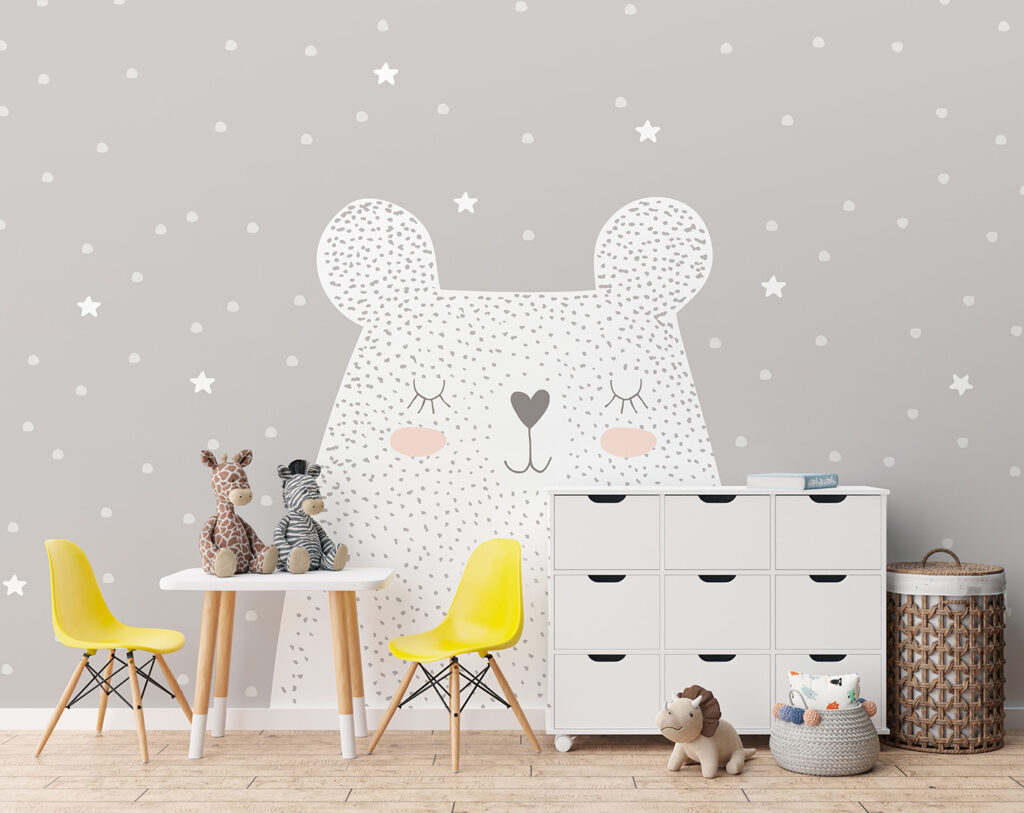 A white bear with dots and stars