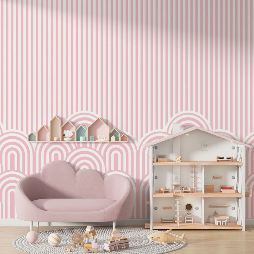 Pink and white striped wallpaper Pink and white striped wallpaper