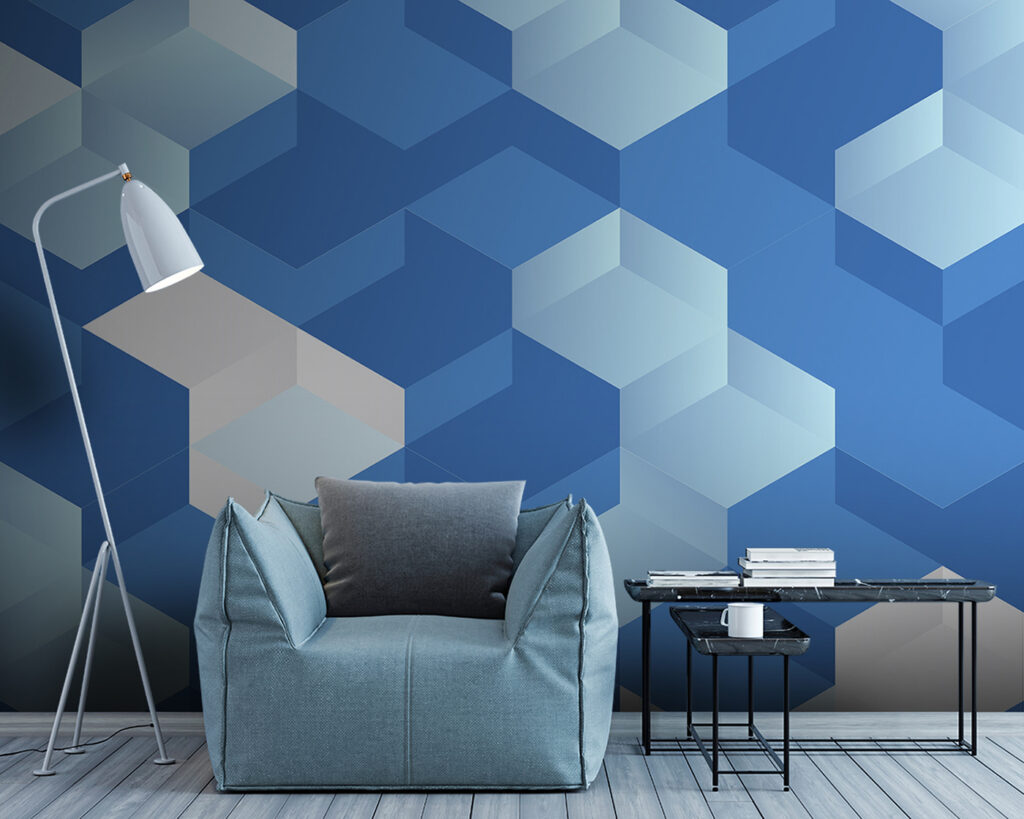 Blue and white cubes