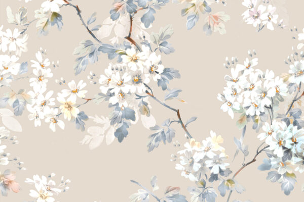 Floral pattern of white flowers and blue leaves Floral pattern of white flowers and blue leaves