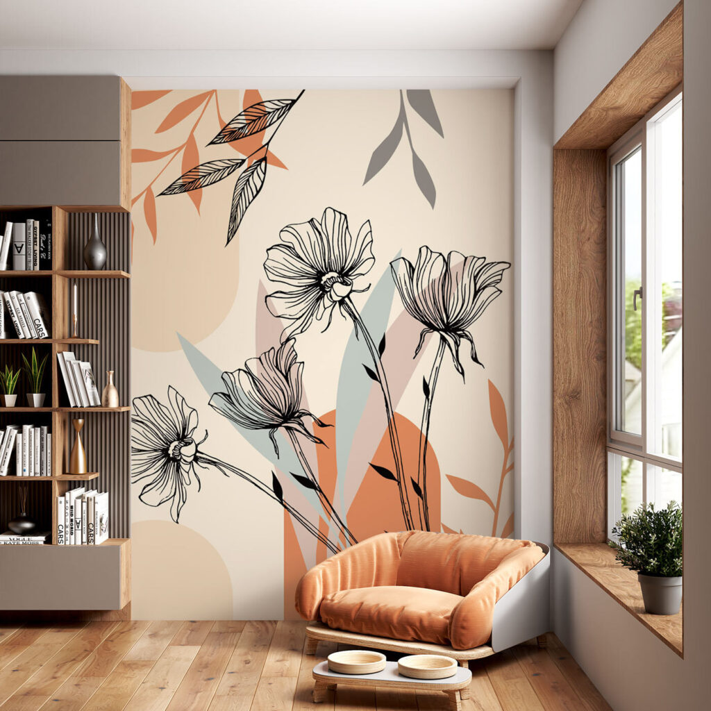 Drawing of flowers and leaves Drawing of flowers and leaves