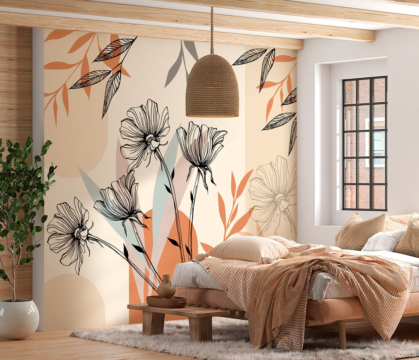 Drawing of flowers and leaves Drawing of flowers and leaves