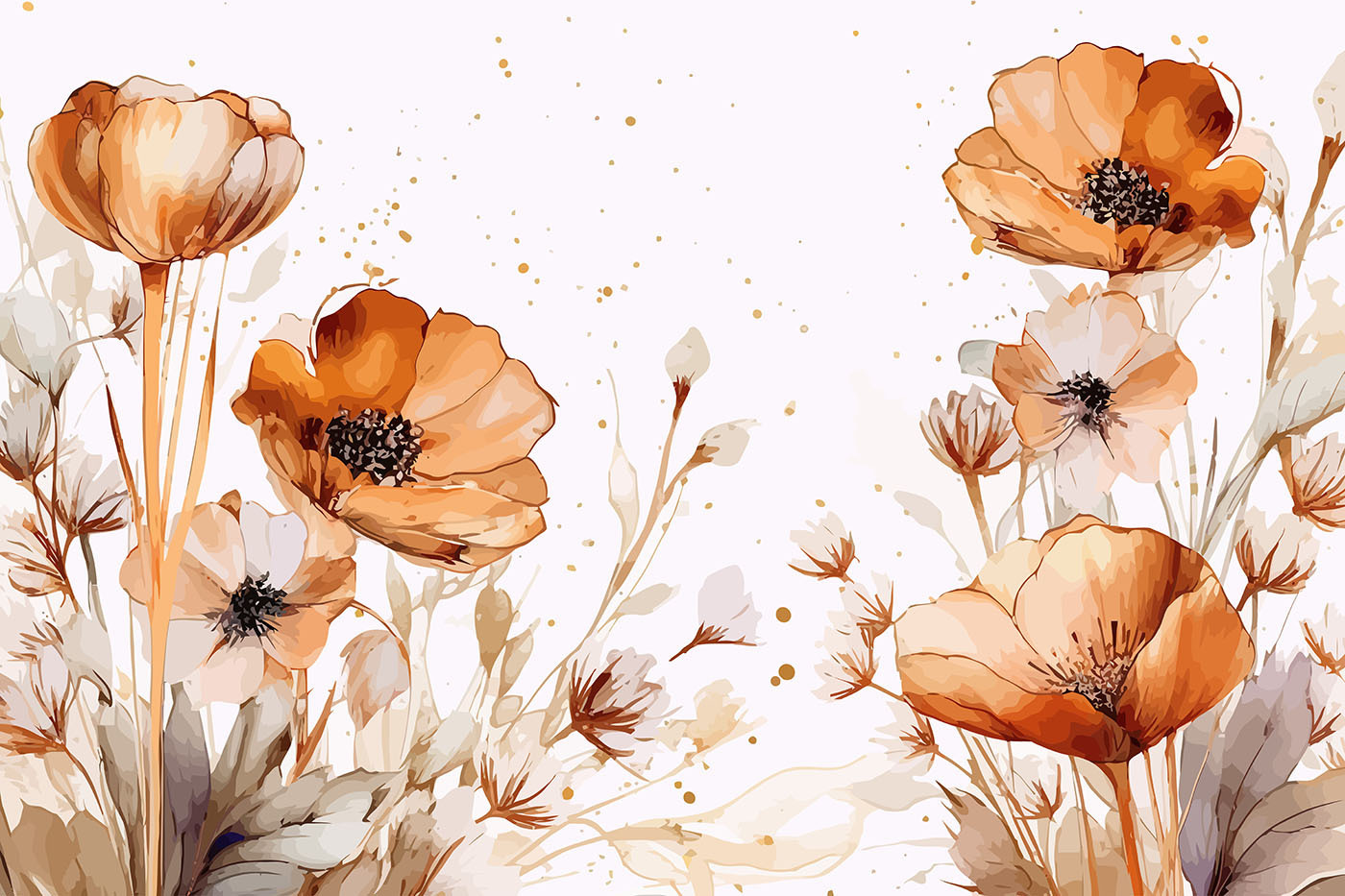 Painting of flowers and leaves