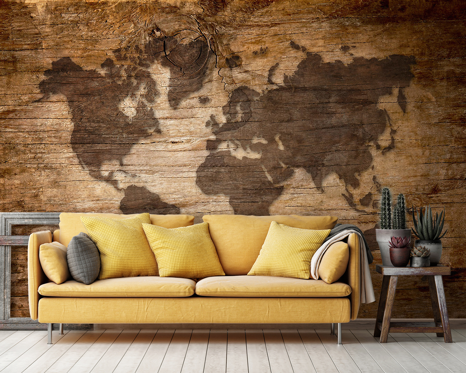 Map of the world on a wood surface Map of the world on a wood surface