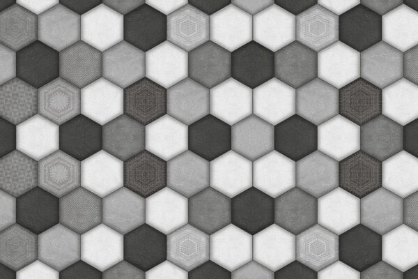 Geometrický šestiúhelníkový vzor ve stupních šedi Geometrický šestiúhelníkový vzor ve stupních šedi