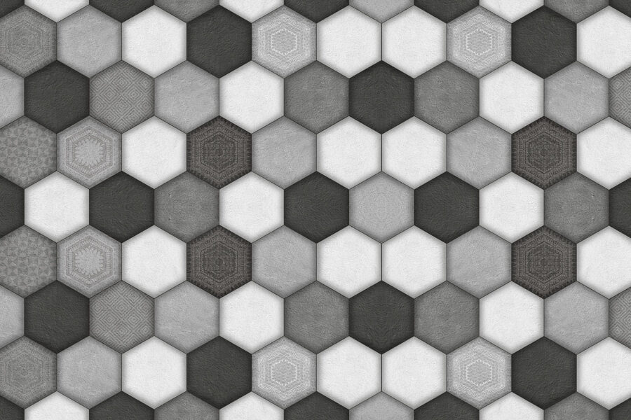 Fototapeta Geometrický šestiúhelníkový vzor ve stupních šedi. - Image 4
