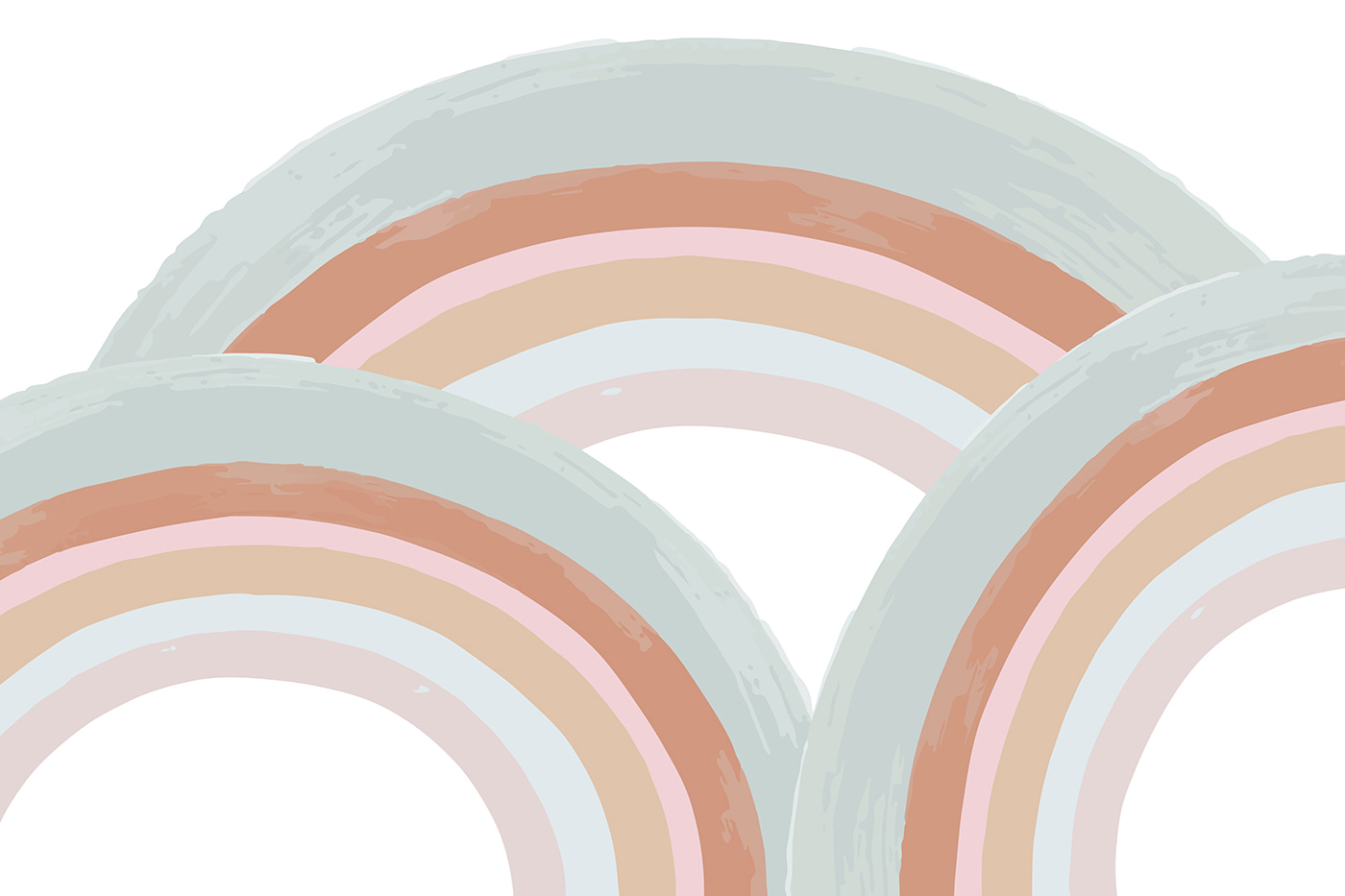 Rainbows painted in pastel colors