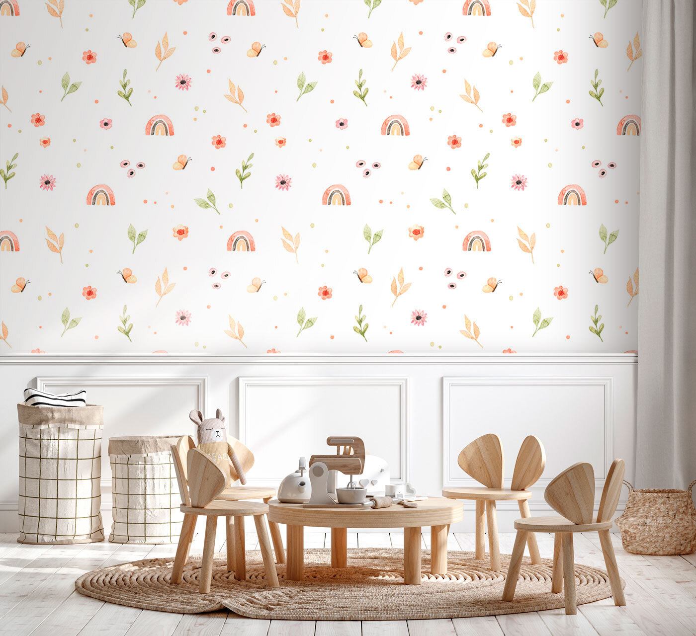 Pattern of flowers and rainbows Pattern of flowers and rainbows