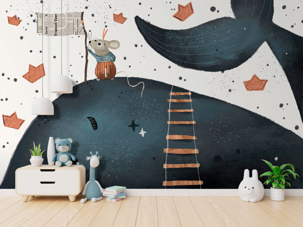 Mouse holding a flag on a whale Mouse holding a flag on a whale