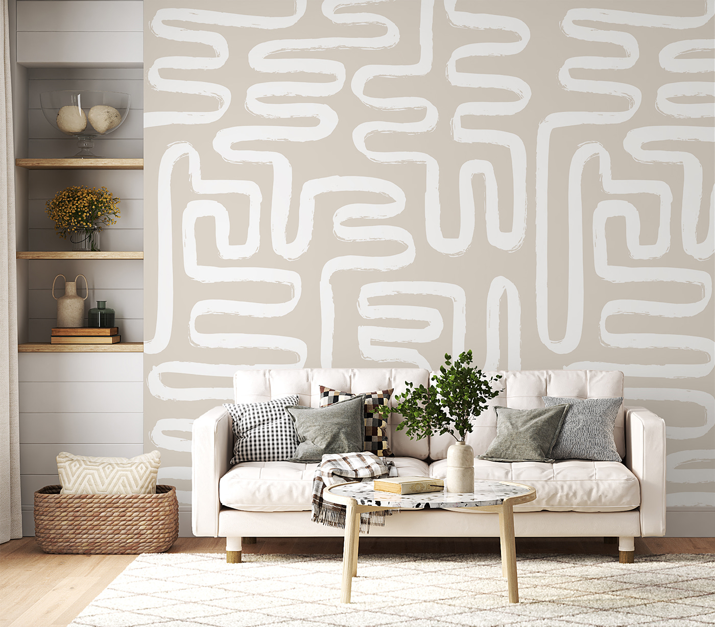 White lines on a beige background White lines on a beige background