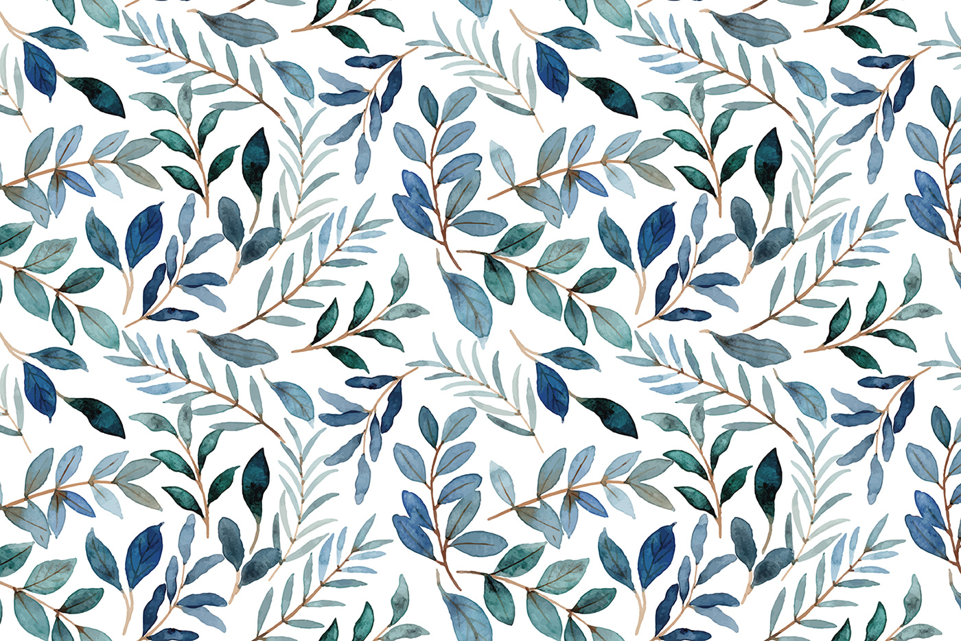 Pattern of blue and green leaves Pattern of blue and green leaves