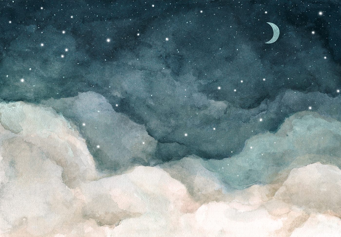 Clouds and stars in the sky