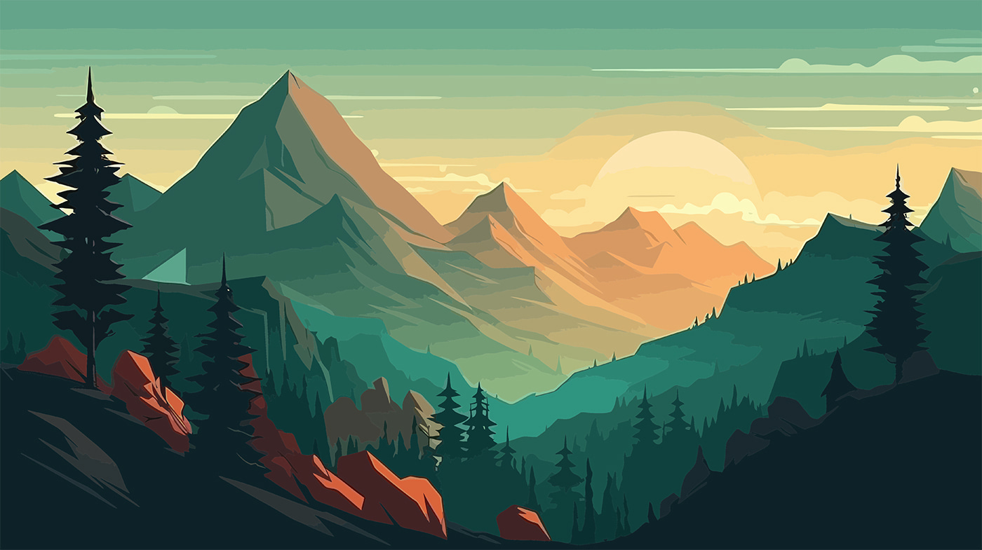 Krajina hor a stromů u96028p - Krajina hor a stromů - tegory