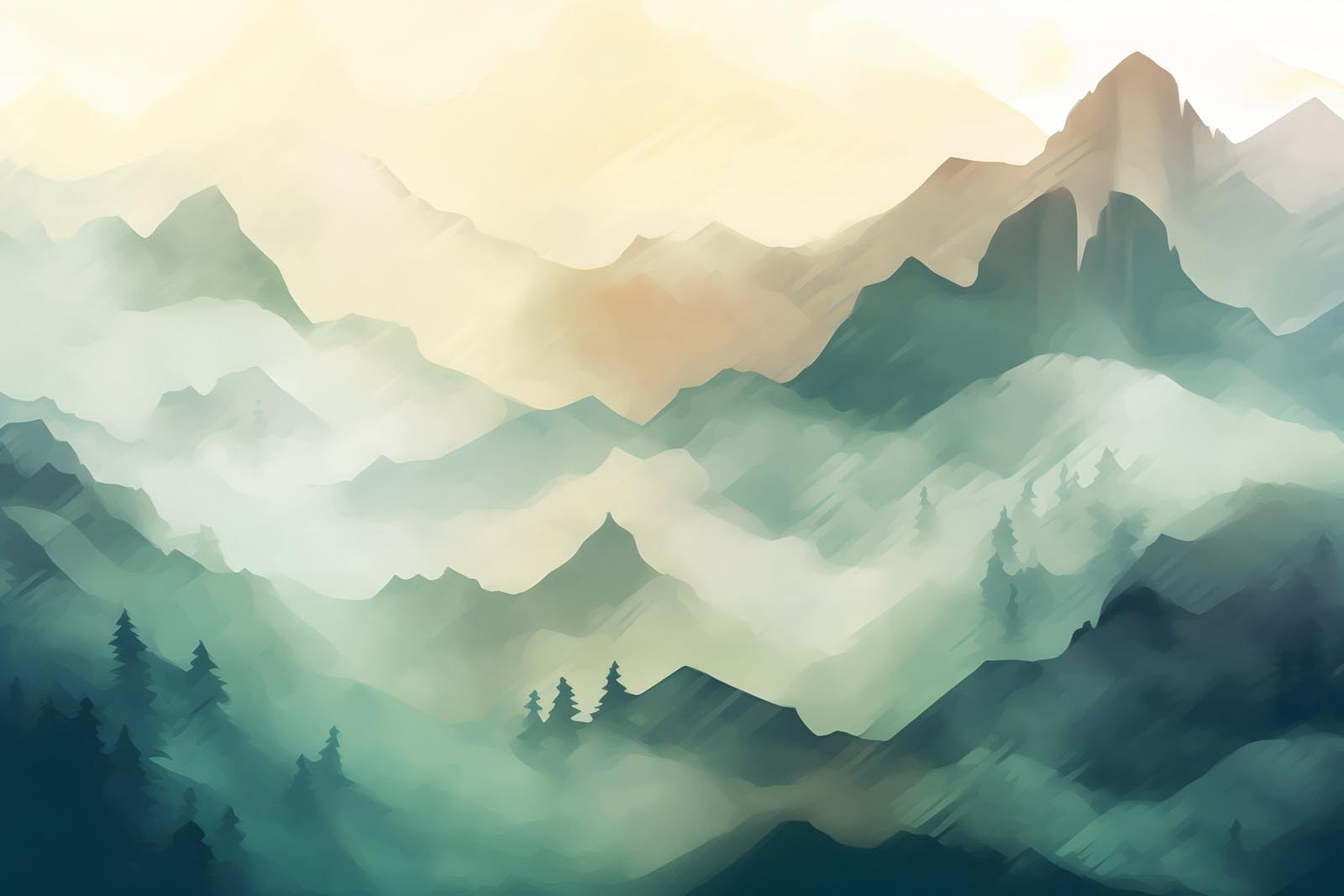 Painting of a mountain range Painting of a mountain range