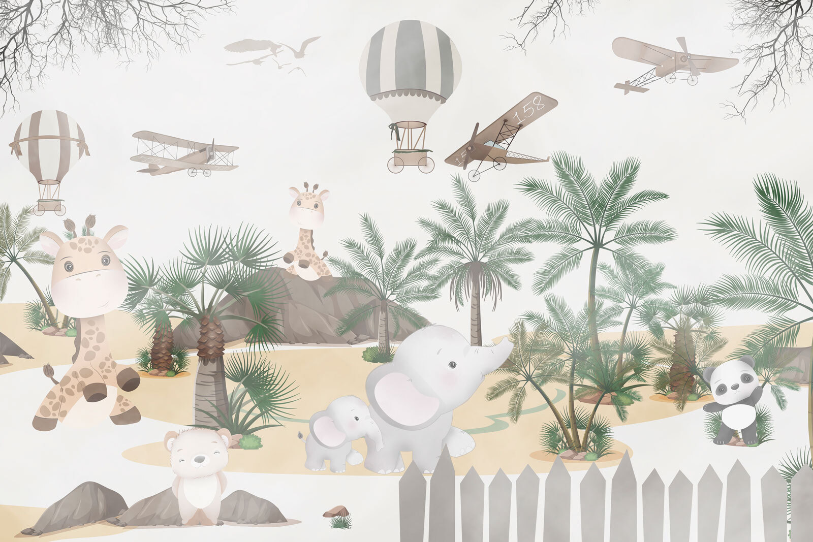 Wall mural of animals and airplanes Wall mural of animals and airplanes