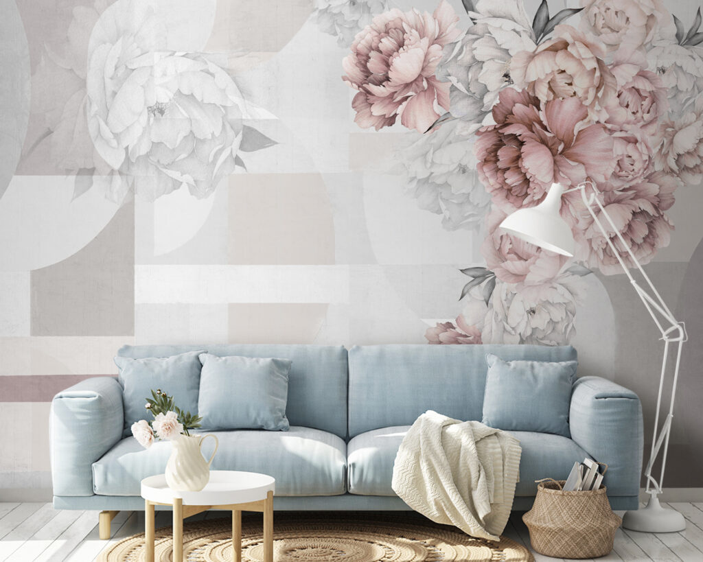 Soft florals complementing abstract shapes Soft florals complementing abstract shapes