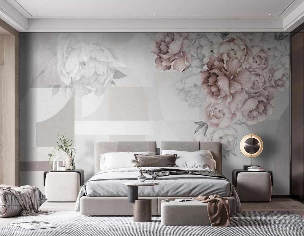 Soft florals complementing abstract shapes Soft florals complementing abstract shapes
