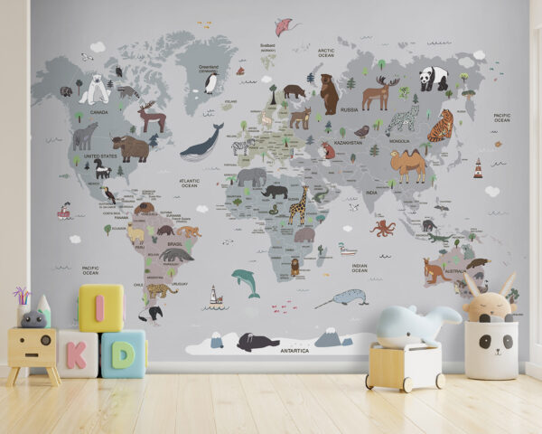 Mapa světa se zvířaty Mapa světa se zvířaty