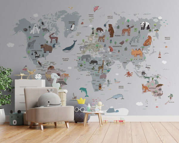 Mapa světa se zvířaty Mapa světa se zvířaty