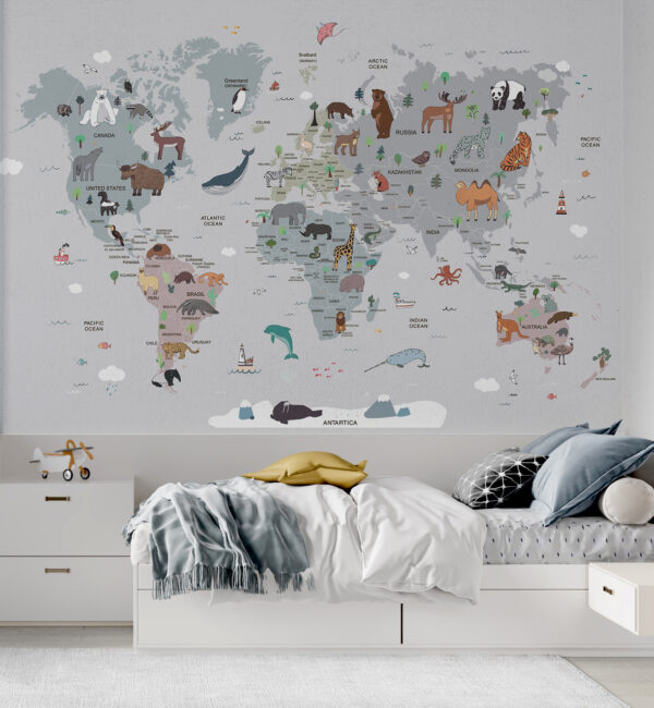 Mapa světa se zvířaty Mapa světa se zvířaty