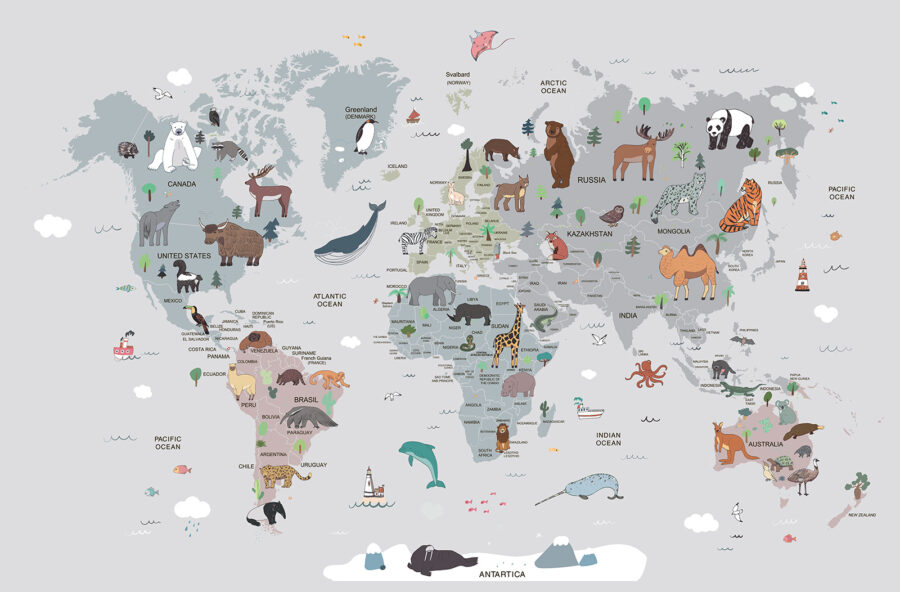 Mapa světa se zvířaty Mapa světa se zvířaty