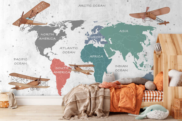 Mapa světa s letadly Mapa světa s letadly