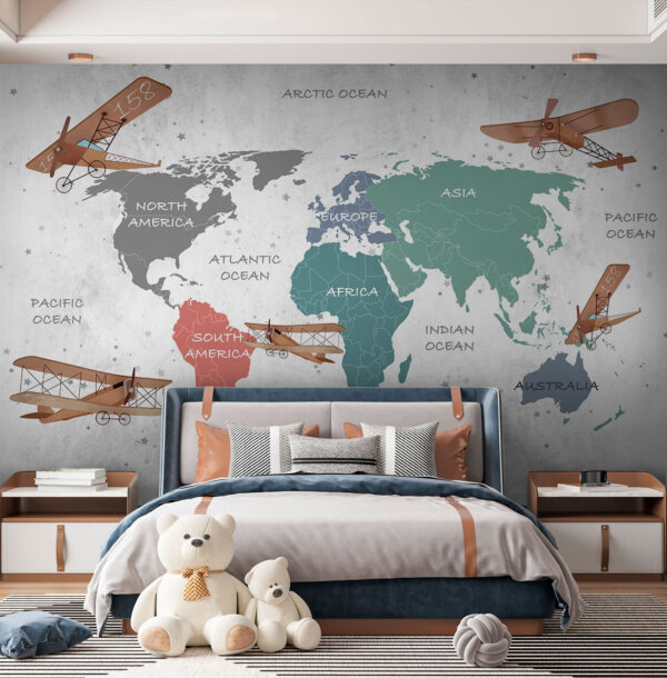 Mapa světa s letadly Mapa světa s letadly