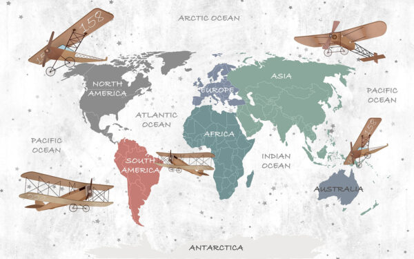 Mapa světa s letadly Mapa světa s letadly