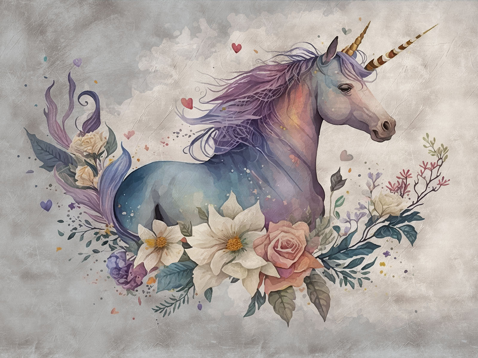 A unicorn with flowers and leaves A unicorn with flowers and leaves
