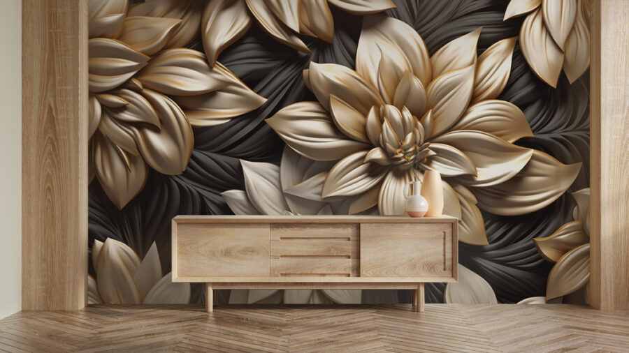 Elegantní květinový design na tmavém pozadí.