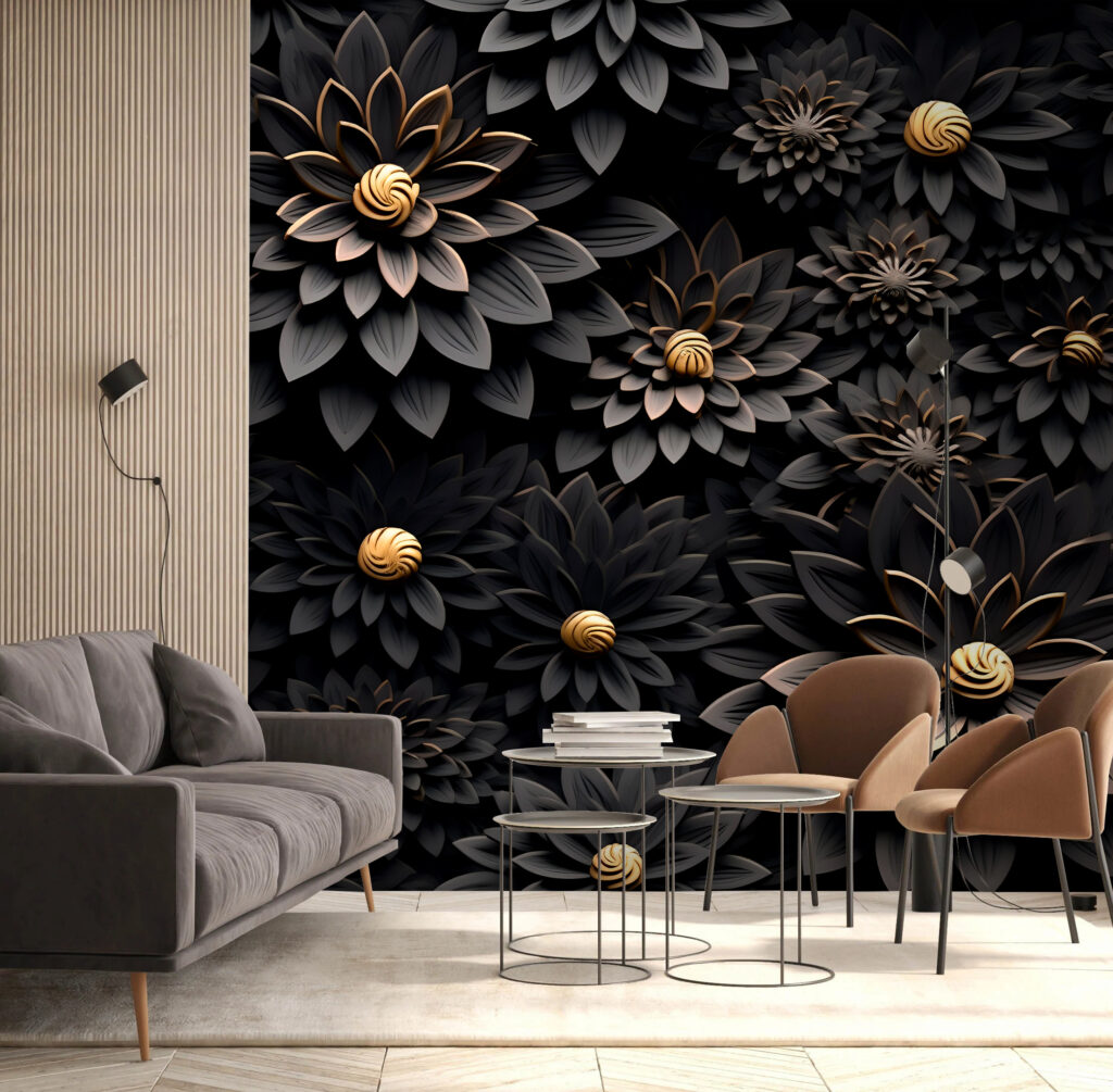 Elegant monochrome blooms with metallic centers