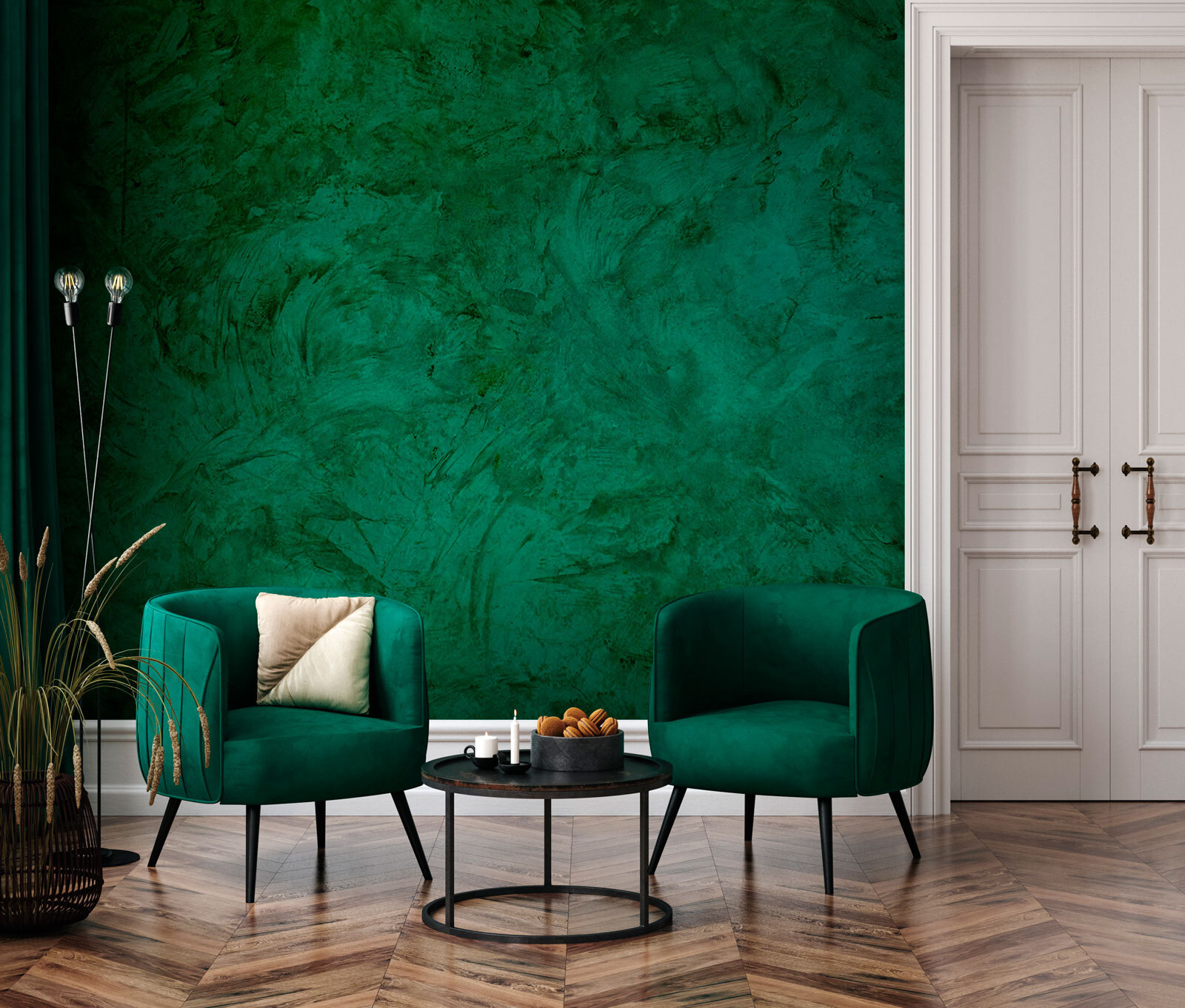 Green wall with a rough surface Green wall with a rough surface