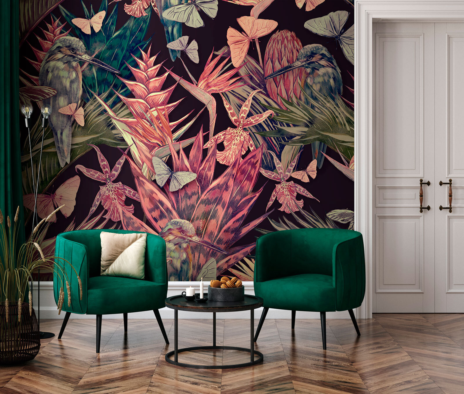 Pattern of tropical plants and birds Pattern of tropical plants and birds