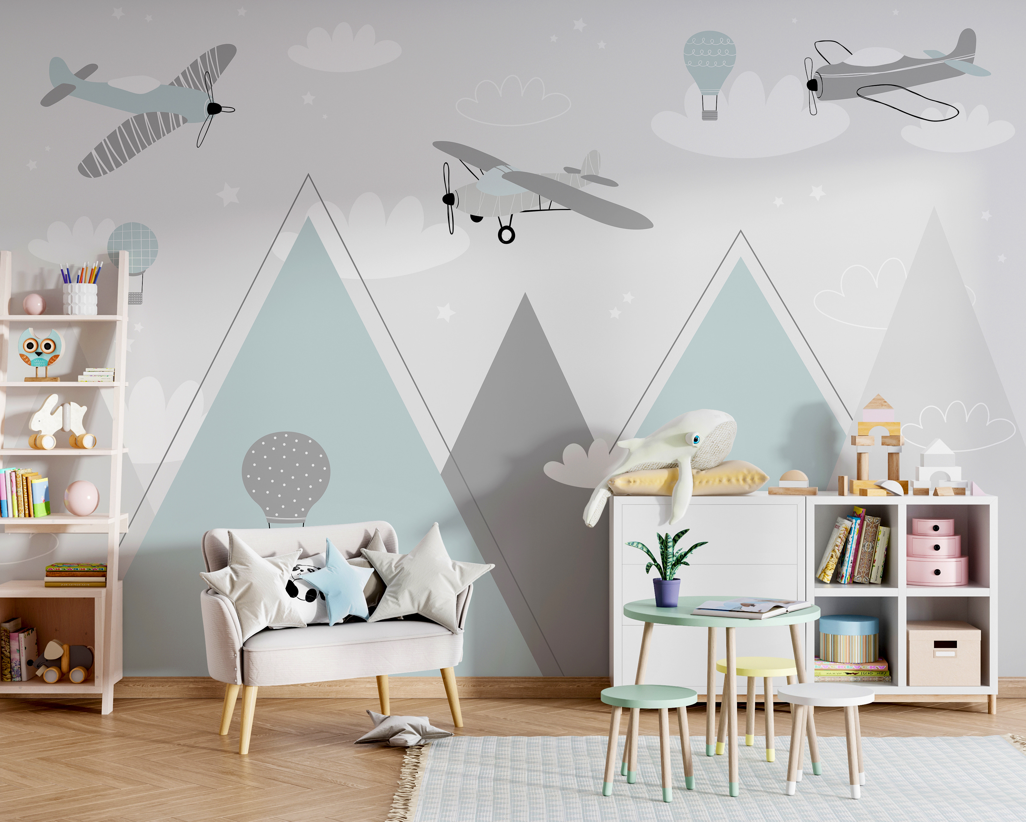 Wallpaper with airplanes and mountains Wallpaper with airplanes and mountains
