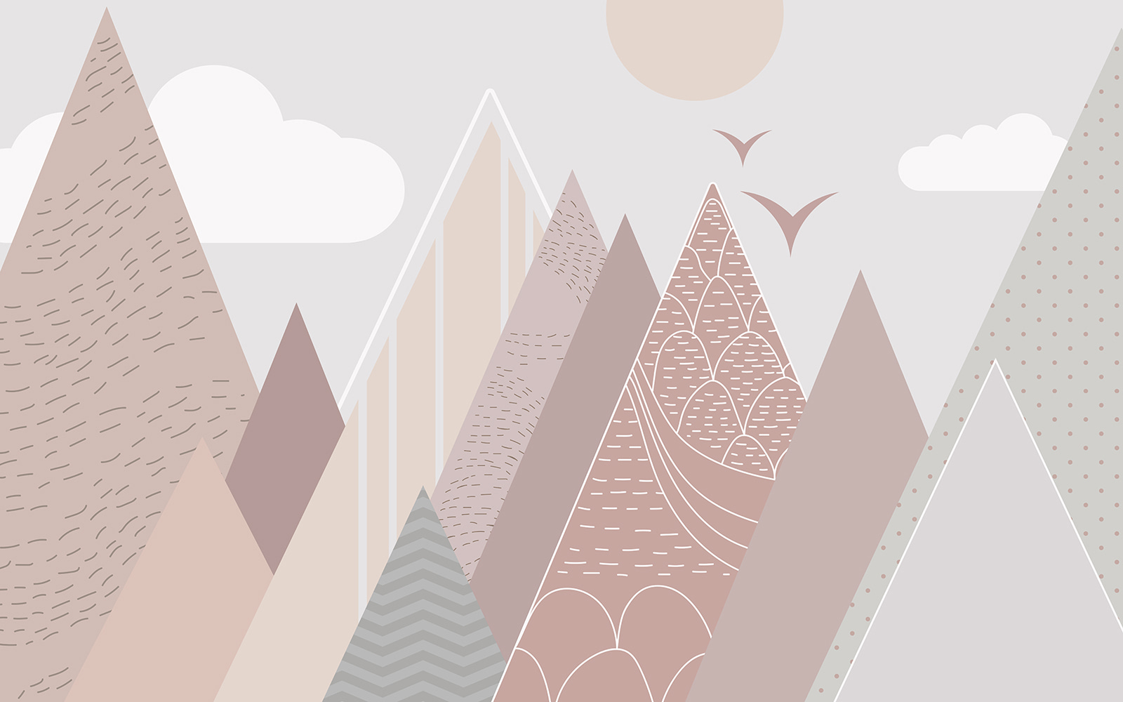 Landscape of mountains and birds Landscape of mountains and birds