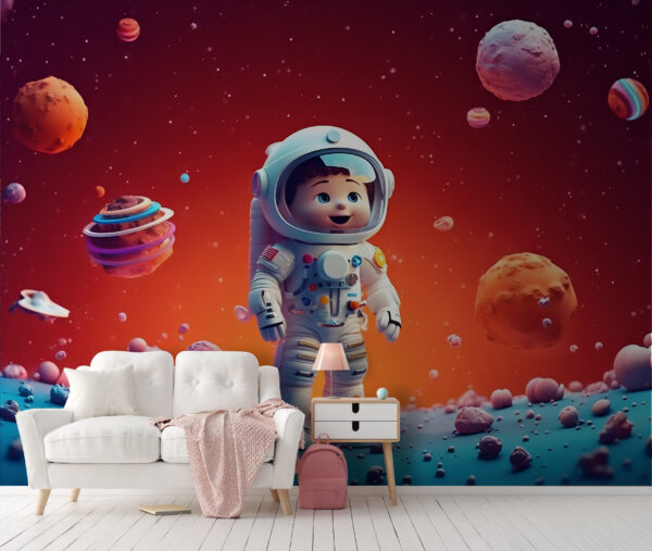 Kreslený obrázek kosmonauta ve vesmíru Kreslený obrázek kosmonauta ve vesmíru