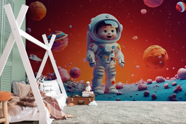Kreslený obrázek kosmonauta ve vesmíru Kreslený obrázek kosmonauta ve vesmíru