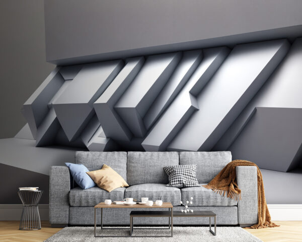 Bílá stěna s geometrickými tvary Bílá stěna s geometrickými tvary