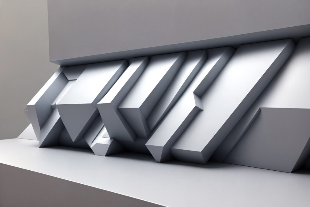 Bílá stěna s geometrickými tvary Bílá stěna s geometrickými tvary