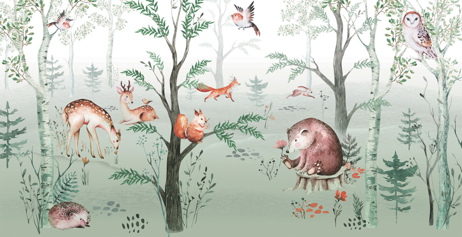 Painting of animals in a forest