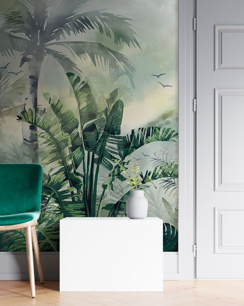 Foggy forest with palm trees Foggy forest with palm trees