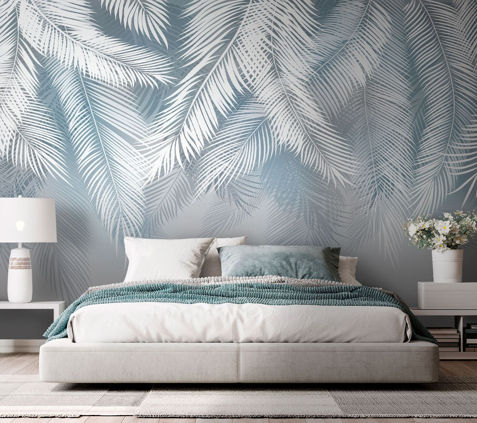 White leaves on a gray background