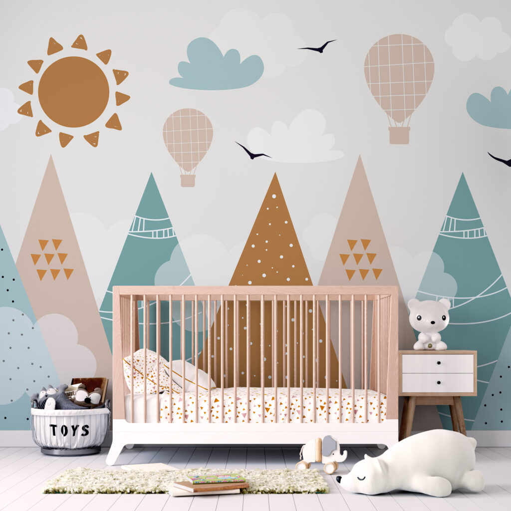 Landscape with trees and hot air balloons Landscape with trees and hot air balloons